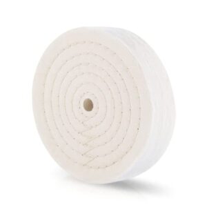 buffing wheels for bench grinder - 6 inch extra thick buffing wheel fine cotton sewn rigid treated spiral with a 1/2” center arbor hole - 80 ply polishing wheel for bench grinder – by drixet