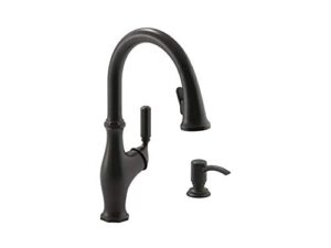 kohler worth pull down kitchen faucet, kitchen sink faucet with pull down sprayer, oil-rubbed bronze, k-r11921-sd-2bz