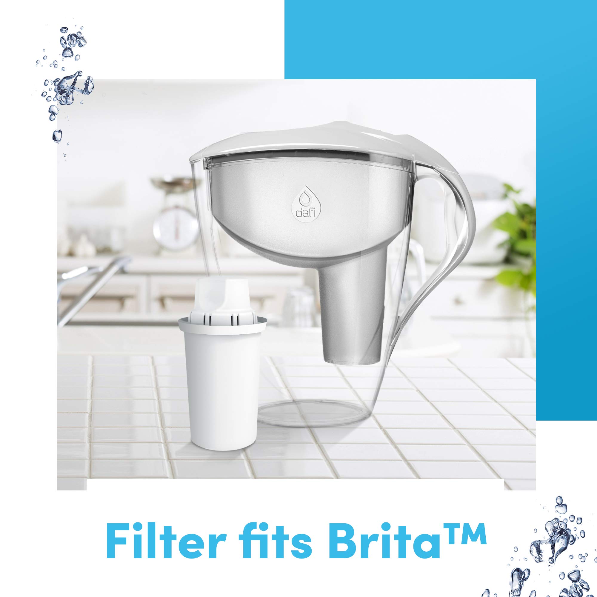 DAFI Standard Water Filter Replacement 3-Pack compatible with Brita Classic | Last up to 135 days | Fresh Drinking Water, Waterdrip Filter for Tap water, Water Purifier Pitcher | BPA-Free