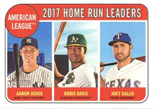 2018 topps heritage #5 aaron judge/joey gallo/khris davis new york yankees/texas rangers/oakland athletics baseball card