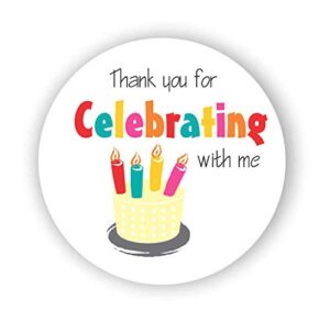 birthday cake favor stickers - baby shower stickers - birthday cake party favor stickers- thank you for celebrating with me - set of 40 stickers