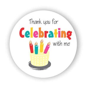 Birthday Cake Favor Stickers - Baby Shower Stickers - Birthday cake Party favor stickers- Thank you for Celebrating with me - Set of 40 stickers