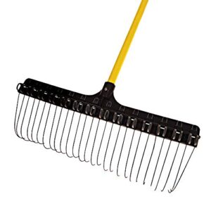 THE GROUNDSKEEPER II Rake 55-inch Lightweight Fiberglass Handle, 21-inch Head, Durable Steel Tines for Gardening, De-Thatching or Professional Landscaping