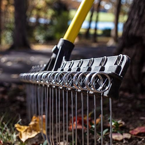THE GROUNDSKEEPER II Rake 55-inch Lightweight Fiberglass Handle, 21-inch Head, Durable Steel Tines for Gardening, De-Thatching or Professional Landscaping
