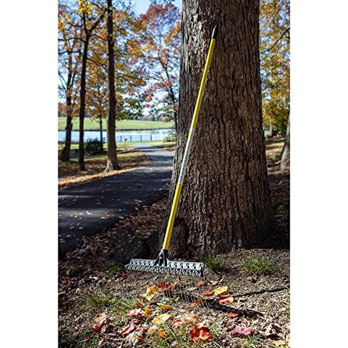 THE GROUNDSKEEPER II Rake 55-inch Lightweight Fiberglass Handle, 21-inch Head, Durable Steel Tines for Gardening, De-Thatching or Professional Landscaping