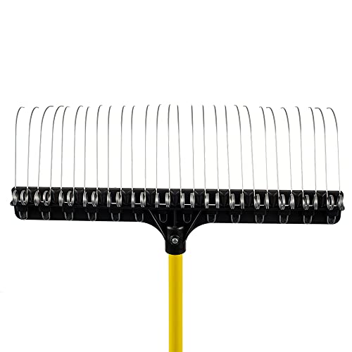 THE GROUNDSKEEPER II Rake 55-inch Lightweight Fiberglass Handle, 21-inch Head, Durable Steel Tines for Gardening, De-Thatching or Professional Landscaping