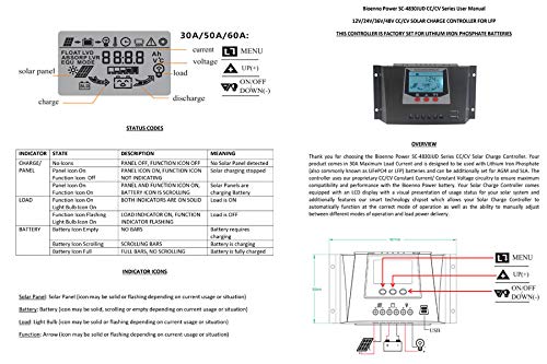 Bioenno Power 12V/24V/36V/48, 30A Universal Solar Charge Controller for LFP LiFePO4 Lithium Iron Phosphate Batteries (SC-4830JUD)