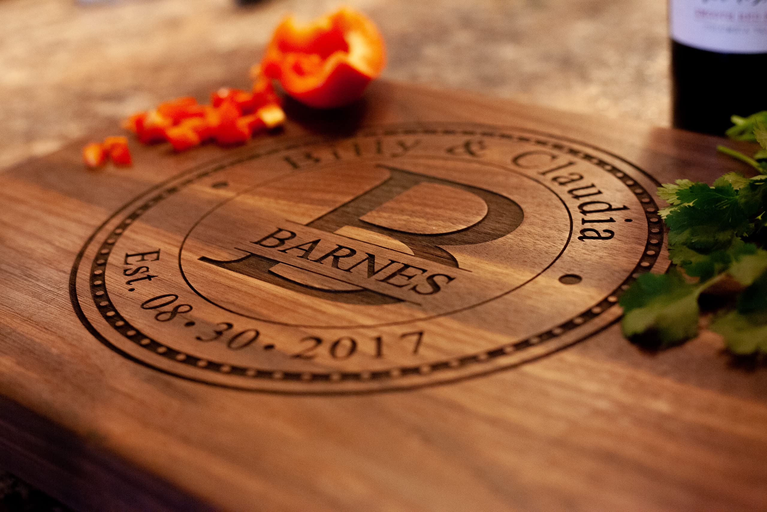 Christmas Gifts for Couples 2023 USA Handcrafted Custom Cutting Board! Engrave your Giftee's Name & Date! Personalized Cutting Board Wedding Gift Anniversary Gift for Couple