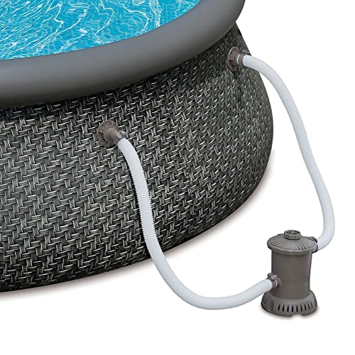 Summer Waves P10012361 Quick Set 12ft x 36in Outdoor Round Ring Inflatable Above Ground Swimming Pool with Filter Pump and Filter Cartridge, Gray