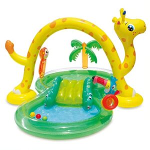 summer waves 8.5ft x 6.3ft x 50in inflatable jungle kiddie swimming pool splash play center with slide and sprinkler