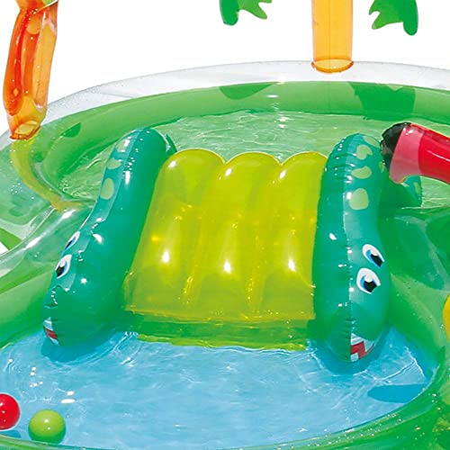 Summer Waves 8.5ft x 6.3ft x 50in Inflatable Jungle Kiddie Swimming Pool Splash Play Center with Slide and Sprinkler