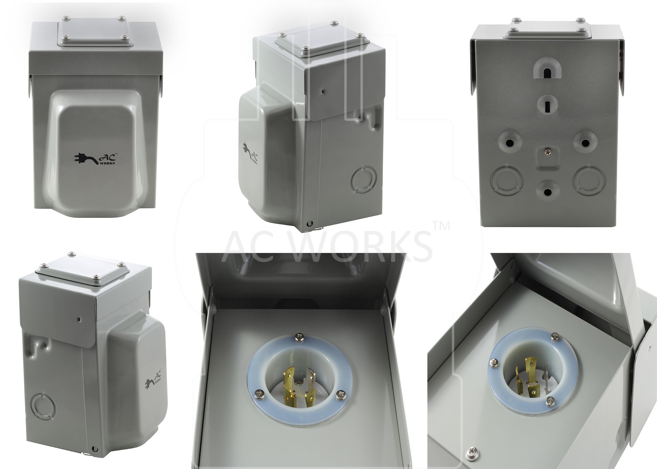 AC WORKS Super Durable Industrial Grade Locking Power Input Inlet (L14-30 Metal Box)