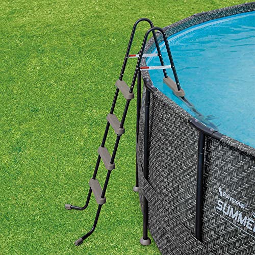 Summer Waves 14 Foot x 48 Inch Round Metal Frame Above Ground Outdoor Swimming Pool Set with Ladder, Skimmer Filter Pump, and Filter Cartridge