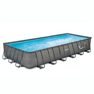 summer waves p42412521 elite 24 foot x 12 foot x 52 inch outdoor frame above ground swimming pool set w/filter pump, cover, ladder, & ground cloth