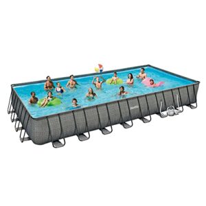 Summer Waves P42412521 Elite 24 Foot x 12 Foot x 52 Inch Outdoor Frame Above Ground Swimming Pool Set w/Filter Pump, Cover, Ladder, & Ground Cloth