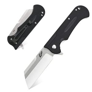 eafengrow outdoor knives d2 blade and black g10 handle,pocket knife withe clip edc multi tool pocket knife (ef227-black)