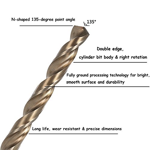 2PCS 21/64" HSS Jobber Length COBALT Twist Drill Bits