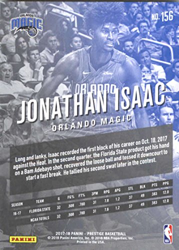 2017-18 Panini Prestige #156 Jonathan Isaac Orlando Magic Rookie