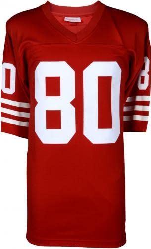 Jerry Rice San Francisco 49ers Autographed Red Mitchell & Ness Replica Jersey with "HOF 2010" Inscription - Autographed NFL Jerseys