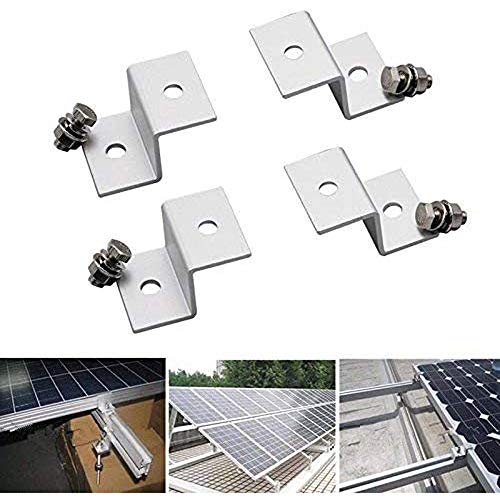 F-ber 1 Set (4pcs) Solar Panel Mounting Hardware Z Type Bracket Aluminum W/Stainless Bolt for RV Boat Off Grid 38mm Width Solar Panels (38 * 25 * 27mm/1.49"*0.98"*1.06")