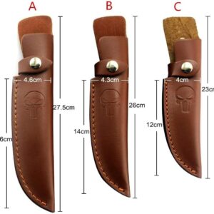 Aibote Fixed Blade Knife Sheath with Belt Loop Hunting Holster Carrying Knives Leather Holder Sheaths Case Scabbard Pouch Bag Pocket EDC Camping Outdoor Tool(B-Medium)