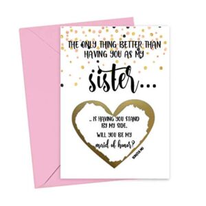 Will You Be My Maid of Honor Scratch Off Card for Sister, Proposal Card for Best Friend, Bridal Party Card from Bride and Groom (Sister Maid of Honor2)