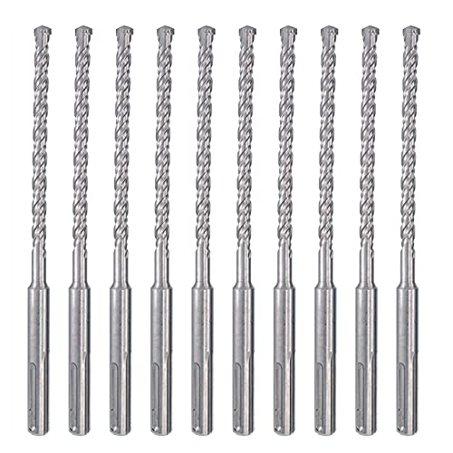 SDS Plus Hammer Drill Bit Set 3/16 in. x 6 in. Masonry Concrete Rock Drill-10Pcs