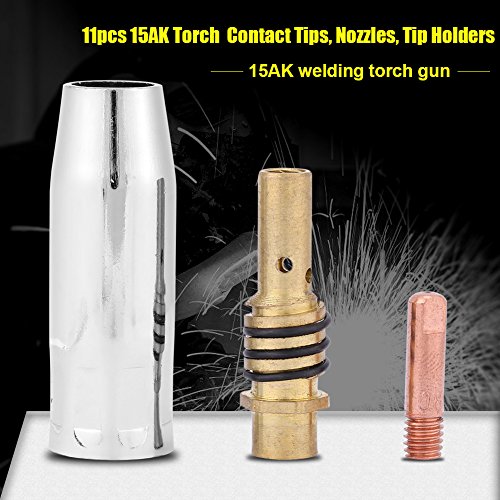 11 Pcs Contact Nozzle Tip Holder,15AK MIG Welding Torch Nozzle Contact Tips Holder Kit