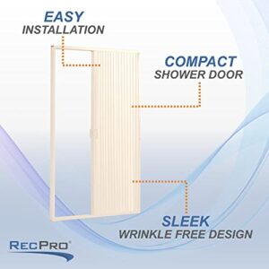 RecPro RV Shower Doors | RV Pleated Folding Shower Doors (Ivory) 36"x 57" 3657 Pleated and Folding Shower Door