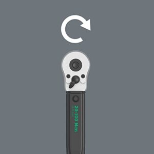 Wera - 5075611001 "Click-Torque B 2 torque wrench with reversible ratchet, 3/8"" x 20-100 Nm", black/green