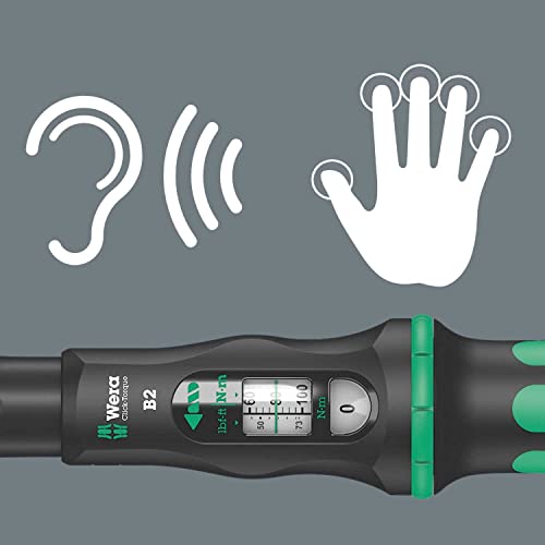 Wera - 5075611001 "Click-Torque B 2 torque wrench with reversible ratchet, 3/8"" x 20-100 Nm", black/green