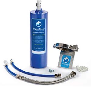 Triple Clear Force Field Filter Under Sink Water Filter System | Improves Taste & Odor | Removes Harmful Contaminants | Hardware Included | Blue