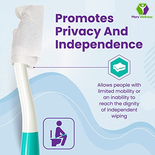 Mars Wellness Self Wipe Assist Bottom Wiping Toilet Aid Wiping Wand - Long Reach Comfort Wipe Extender - Daily Living Aid for The Disabled - Colors Vary (1.25 Foot (Pack of 1))