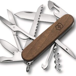 Victorinox Huntsman Wood Swiss Army Pocket Knife, Medium, Multi Tool, 13 Functions, Large Blade, Saw, Wood