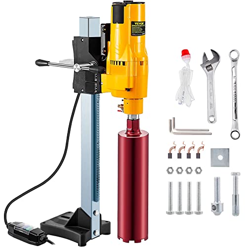 Happybuy 8 Inch/205MM Diamond Core Drilling Machine 3980W Diamond Core Drill Rig with Stand and Drill Bits,Wet Dry Core Drill Rig for Diamond Concrete Drilling Boring (Drill Bit Diameter: 4.25"/108MM)