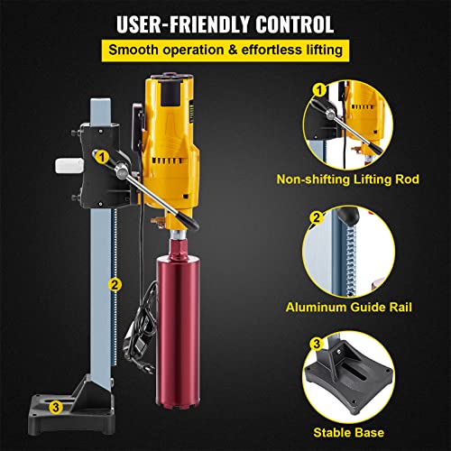 Happybuy 8 Inch/205MM Diamond Core Drilling Machine 3980W Diamond Core Drill Rig with Stand and Drill Bits,Wet Dry Core Drill Rig for Diamond Concrete Drilling Boring (Drill Bit Diameter: 4.25"/108MM)