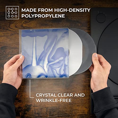 Big Fudge 100x Vinyl Record Outer Sleeves 7 inch | Durable & Wrinkle-Free | Crystal Clear & Made from High-Density Polypropylene | Best Vinyl Covers for LPs & Singles | 3 mil Thick, 7.42" x 7.42