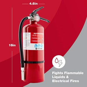 FIRST ALERT HOME2PRO Rechargeable Compliance Fire Extinguisher, UL RATED 2-A:10-B:C, Red, 1-Pack