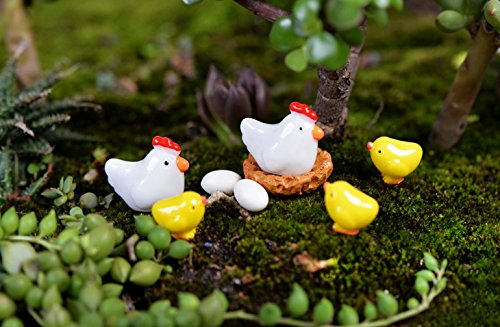 BoomTeck Miniature Garden Ornaments, 16 Pcs Mini Animal Chicken Ornament DIY Kits for Fairy Garden Bonsai Dollhouse Succulent Decor Home Decoration