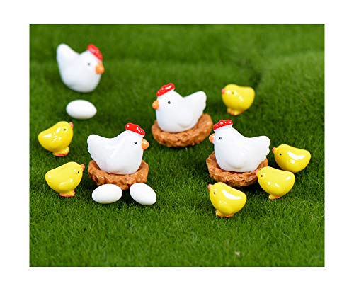 BoomTeck Miniature Garden Ornaments, 16 Pcs Mini Animal Chicken Ornament DIY Kits for Fairy Garden Bonsai Dollhouse Succulent Decor Home Decoration