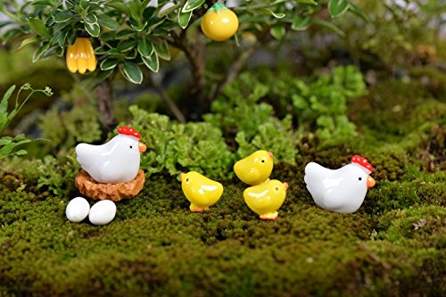 BoomTeck Miniature Garden Ornaments, 16 Pcs Mini Animal Chicken Ornament DIY Kits for Fairy Garden Bonsai Dollhouse Succulent Decor Home Decoration