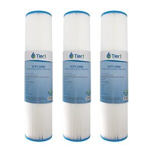 tier1 1 micron 20 inch x 4.5 inch | 3-pack pleated cellulose whole house sediment water filter replacement cartridge | compatible with pentek ecp1-20bb, 255493-43, 4pay4, home water filter