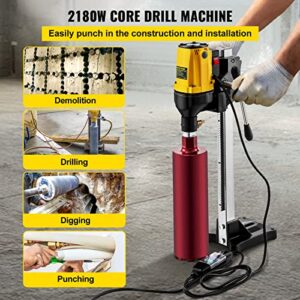 Happybuy 6 Inch/160MM Diamond Core Drilling Machine 2180W Diamond Core Drill Rig with Stand and Drill Bits,Wet Dry Core Drill Rig for Diamond Concrete Drilling Boring (Drill Bit Diameter: 4.25"/108MM)