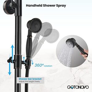 Oil Rubbed Bronze Rain Shower System Set 2 Knobs Mixing 8 Inch Rainfall Shower Head with Handheld Spray Bathroom Shower Faucet