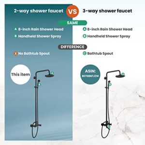 Oil Rubbed Bronze Rain Shower System Set 2 Knobs Mixing 8 Inch Rainfall Shower Head with Handheld Spray Bathroom Shower Faucet