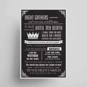 night's watch oath typography; tv show poster, unframed, home decor, gifts under $15