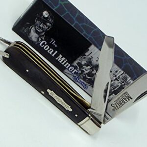 Coal Miner Pocket Knife Buffalo Horn Handles Electrician's Knife Blunt Tip Blade and Spear Blade