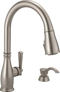 delta faucet co 19962-sssd-dst stainless steel single pul kitchen faucet with soap dispenser