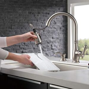 DELTA FAUCET CO 19962-SSSD-DST Stainless Steel Single Pul Kitchen Faucet with Soap Dispenser