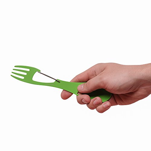 Kershaw Ration XL - Green (1145GRN); Large-Sized Eating Utensil; Fork, Spoon, Bottle Opener; Carabiner Gate for Secure Carry; 3CR13 Steel with Scratch-Resistant, Food-Safe Coating; 2.1 oz. 1145GRNX